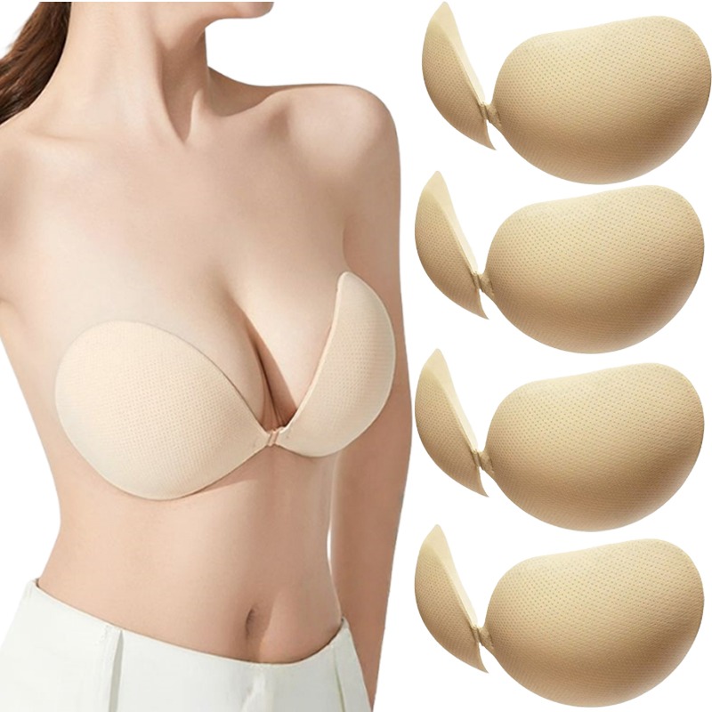 Strapless Bra Adhesive - บราดันทรงแบบติดกาว ซิลิโคนเสริมหน้าอกแบบหนา แผ่นเสริมหน้าอกแบบซิลิโคนใส ชุดชั้นในไร้สาย ไร้สายรัด แผ่นปิดจุกนมสำหรับผู้หญิง