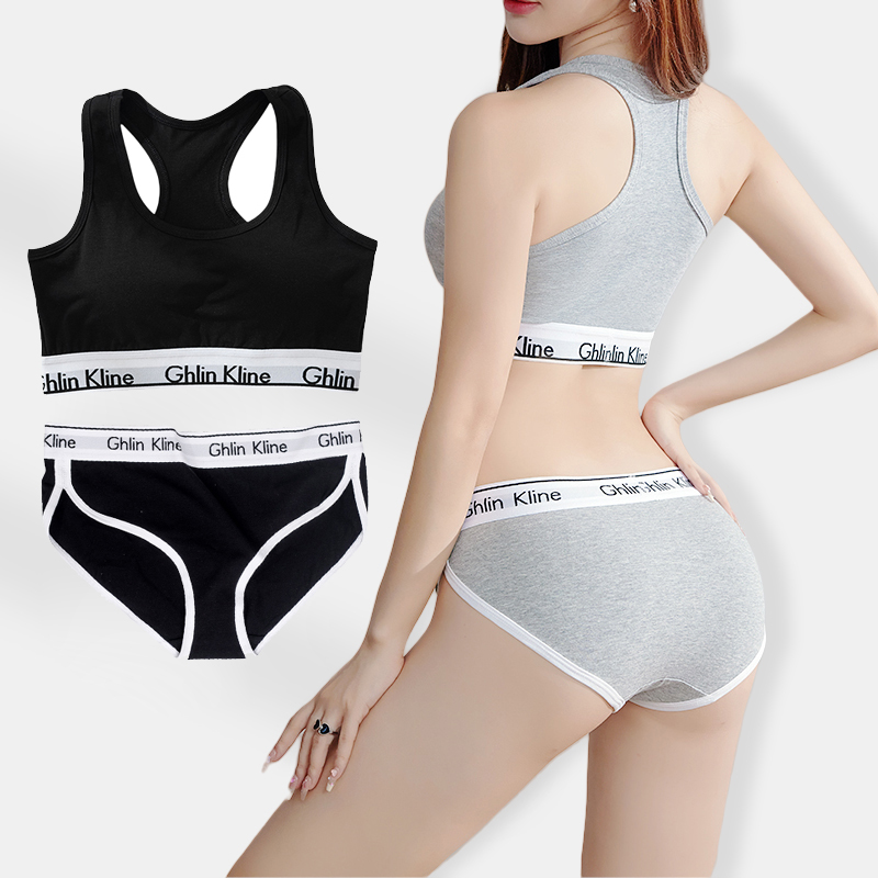 Cotton Bra Everyday - S-XL Plus ขนาดชุดชั้นในกีฬาชุดกางเกง Body Shaped ฟองน้ํา