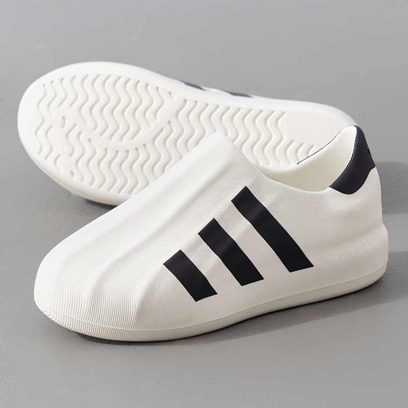Adidas Shoes Superstar - รองเท้าอาดิดาสสำหรับผู้ชายและผู้หญิง, รองเท้าผ้าใบโคลเวอร์ อาดิฟอม ซุปเปอร์สตาร์, รองเท้าผ้าใบลำลองแบบสวม Hq8750