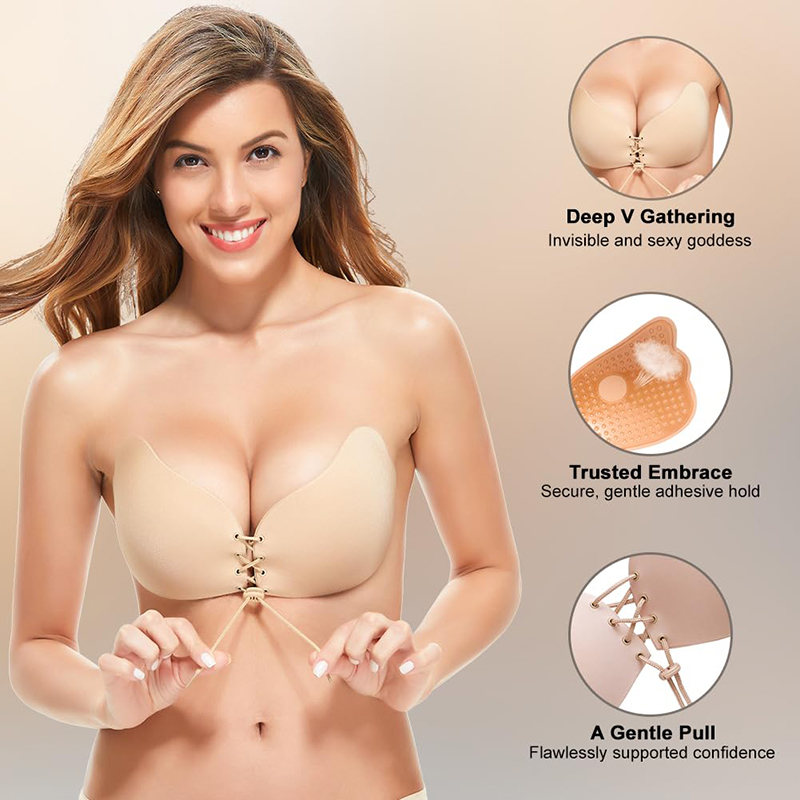 Minimizer Bra Women - 1/2คู่ผู้หญิงฤดูร้อนBackless Bra Push Upกาวที่มองไม่เห็นLift Up Bras