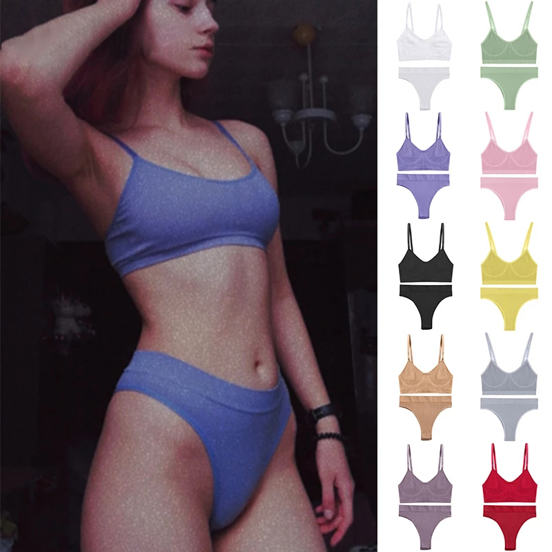 Cotton Bra Everyday - ชุดสตรีชุดชั้นในเซ็กซี่ชุดชั้นในชุดชั้นในหญิงชุด Bralette Ribbed เสื้อผู้หญิงแฟชั่น Brassiere Basic